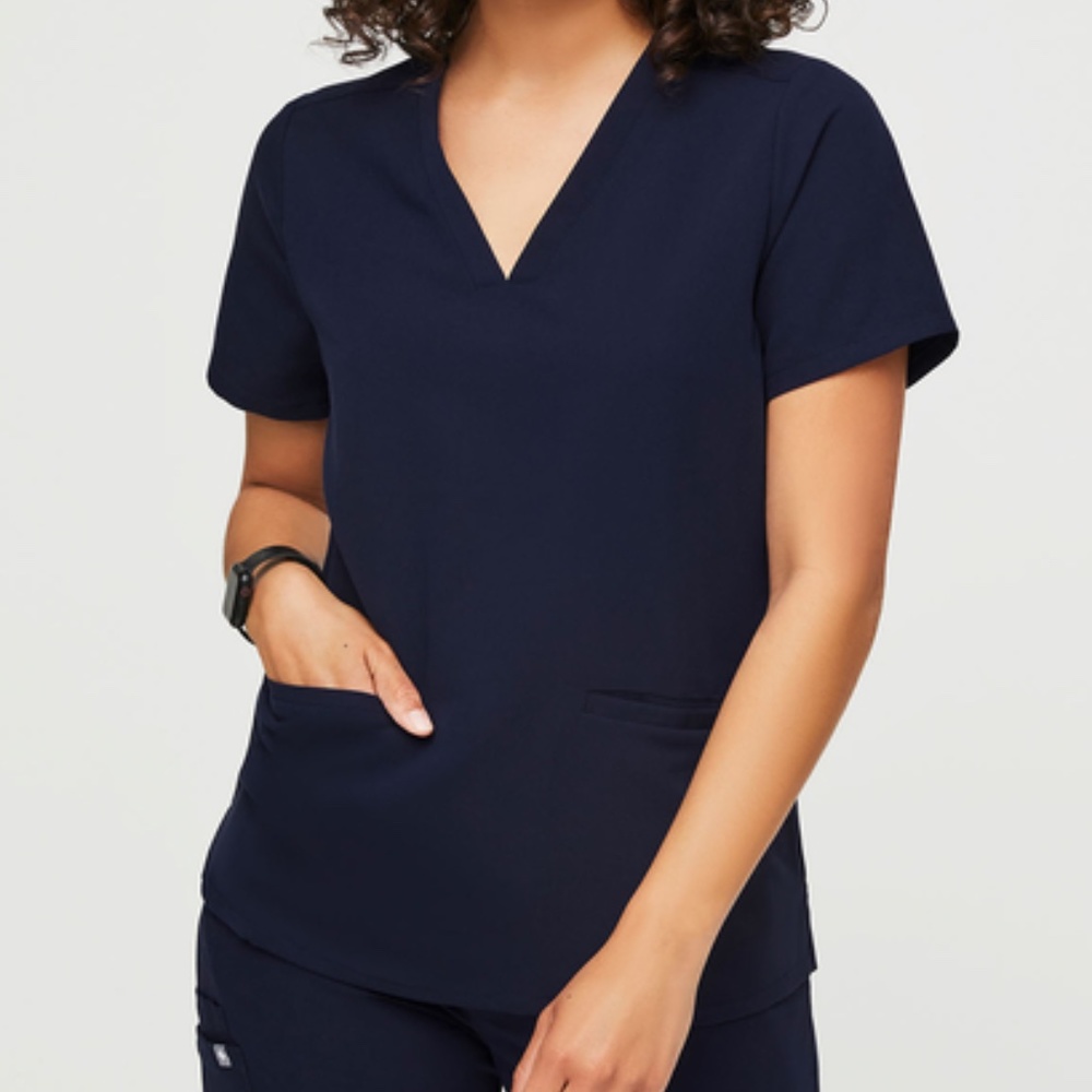 WearFigs Women Scrub Top in NAVY